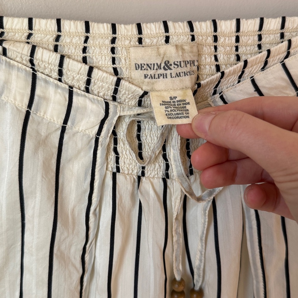 Denim & Supply Ralph Lauren wide-leg striped wrap pants flowy Beachy Size Small - Picture 7 of 9